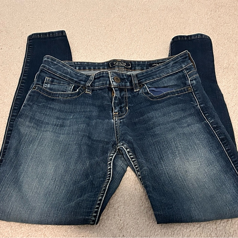 Vintage Guess Los Angeles Women’s Dark Blue Power Ultra Skinny Jeans Size 28 Y2K
